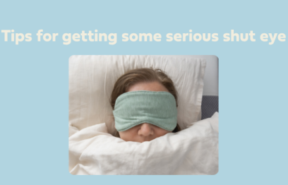 Woman wearing an eye mask with her head on a pillow